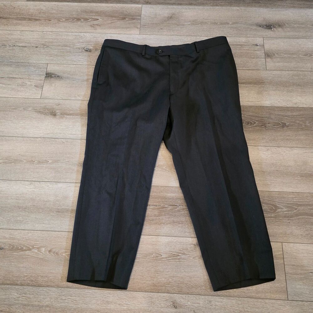 Pronto Uomo Platium Mens Dress pants Flat Front Wool Charcoal Gray Size 44x28